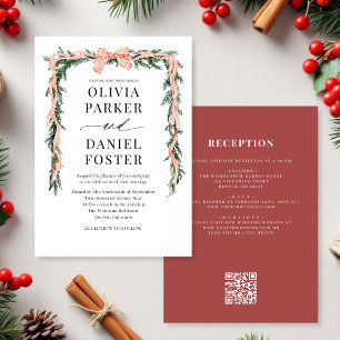 Convites Código QR Aquarela Arco Vermelho Natal Verde