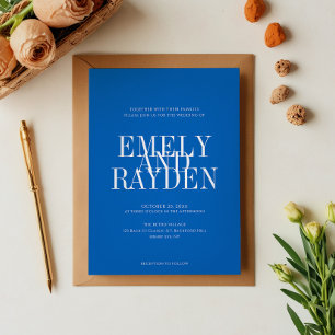 Convites Código QR Azul do Sapphire Moderno Casamento Invit