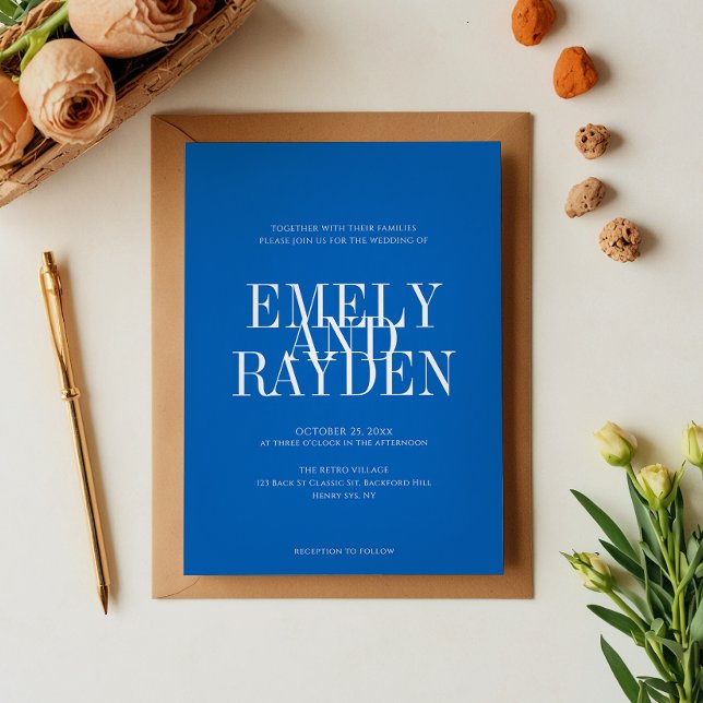 Convites Código QR Azul do Sapphire Moderno Casamento Invit (Criador carregado)