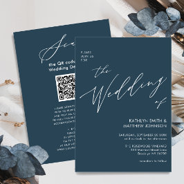 Convites Código QR Azul Dusty Tudo Em Um Casamento Minimali