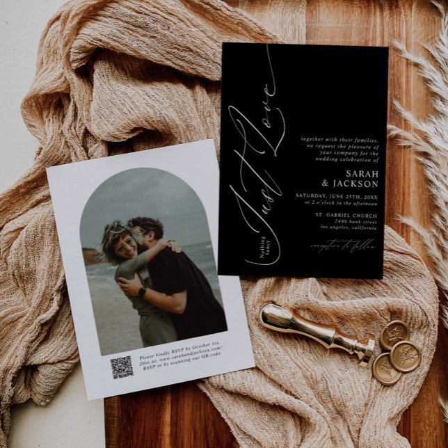 Convites Código QR B & W Nada Rico Apenas Ame Casamento (Criador carregado)