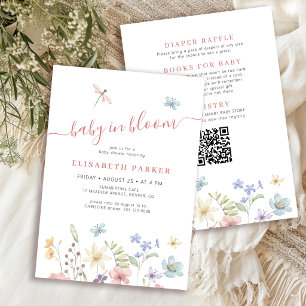 Convites Código QR baby in bloom wildflower baby girl showe
