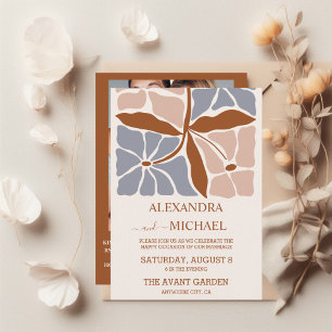 Convites Código QR Boho Chic Retro Floral Casamento