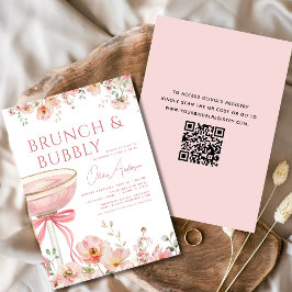 Convites Código QR Brunch Floral e Chá de panela Bubble
