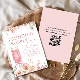 Convites Código QR Brunch Floral e Chá de panela Bubble