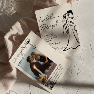 Convites Código QR Casal Escrito à Mão Foto Casamento