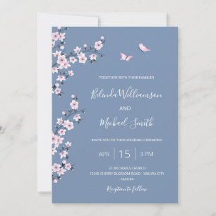 Convites Código QR Casamento Cerejeira Azul em Flor