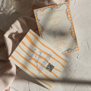 Convites Código QR Casamento Colorido Branca Pintado à Mão