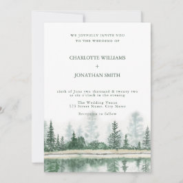Convites Código QR Casamento de Aquarela da Floresta de Mon