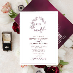 Convites Código QR Casamento de Folheto da Borgonha de Cres