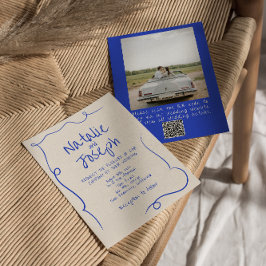 Convites Código QR Casamento de Foto Moderno Desenhado à Mã