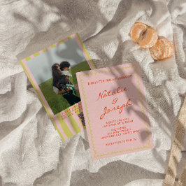 Convites Código QR Casamento de Foto Pinstripes Escrito à M