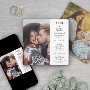 Convites Código QR Casamento de Foto Único Simples 2