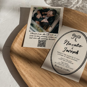 Convites Código QR Casamento de Fotografia Moderna com Vint