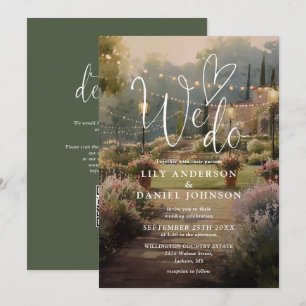 Convites Código QR Casamento de Jardim Country Aquarela