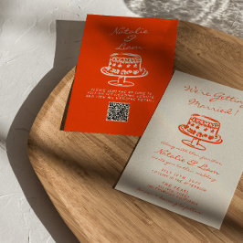 Convites Código QR Casamento de Retrô de Bolo Retrorna de M