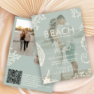 Convites código QR casamento destino praia costeira