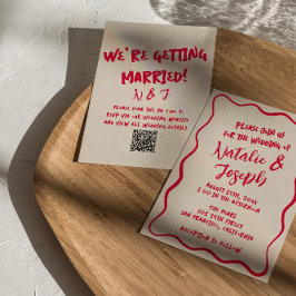 Convites Código QR Casamento Quimológico Retro-Negrito Escr
