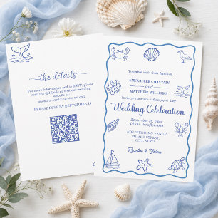 Convites Código QR Casamento Vida Marinha Caprichoso Tudo e
