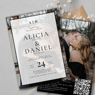 Convites código QR casamentos foto tipografia simples moder