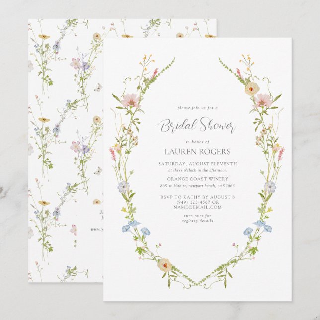 Convites Código QR Chá de panela de Jardim de Aquarelas de  (Frente/Verso)