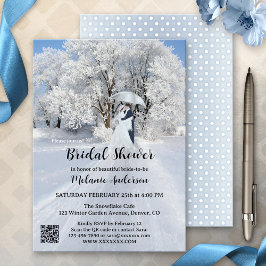 Convites Código QR Chá de panela Wonderland Snow