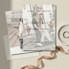 Convites Código QR Clássico de Save The Date Minimalista em