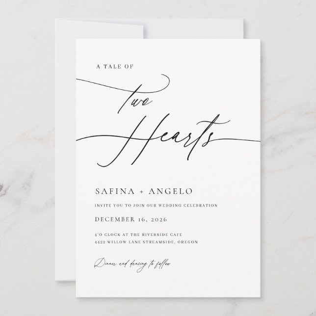 Convites Código QR Clássico de Script Elegante Tudo em Um C (Frente)