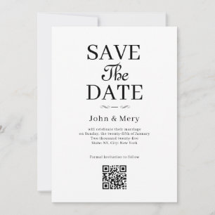 Convites Código QR Clássico Foto Casamento Salvar a Data