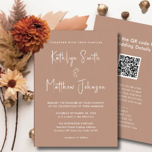 Convites Código QR Clay Tudo Em Um Casamento Chic De Script