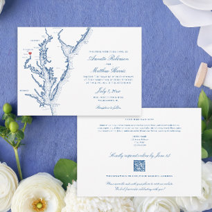 Convites Código QR completo em Washington DC RSVP Blue Wedd