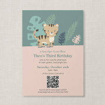 Código QR Cumpleanos Infantil Pequeno Tigre Selva
