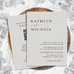 Convites Código QR da cinza em um casamento moderno minimal<br><div class="desc">Tudo em um Código QR Moderno em um Simples Cartão de Convite de Casamento Minimalista para Cinzas. Celebre o seu dia especial com esta elegante e bela carta de convite para casamento para embelezar a sua ocasião especial. Todos os textos estão pré-organizados para que você personalize fácil e rapidamente com...</div>