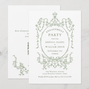 Convites Código QR da FESTA DE NOIVADO Verde do Victorian S