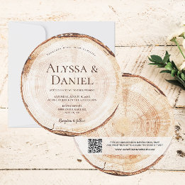Convites Código QR da Madeira Cortada Detalhes do Casamento