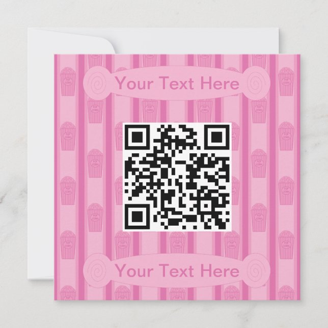 Convites Código QR da Popcorn de Fundo e Rico (Frente)
