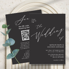 Convites Código QR das Cinzas de carvão em um casamento mod