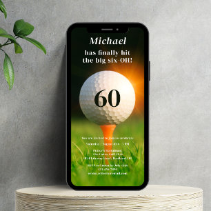 Convites Código QR de 60º Golf Adulto de Festa de aniversár