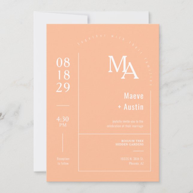 Convites Código QR de Arch Mínimo de Boho Moderno de Peach  (Frente)