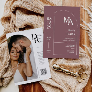 Convites Código QR de Arch Mínimo Simples Roxo Roxo