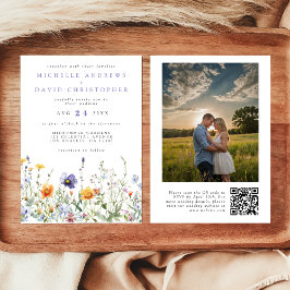 Convites Código QR de Campo de Flor Silvestre Casamento Fot