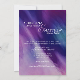 Convites Código QR de Casamento Azul Marinho Púrpura de Cor