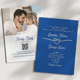Convites Código QR de Casamento Azul Real