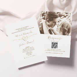 Convites Código QR de Casamento Branco Clássico