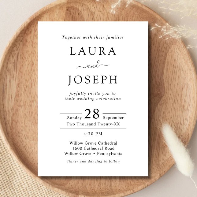 Convites Código QR de Casamento Branco Personalizado Tudo e (Personalized white all in one QR code wedding invitation simplifies details with style.)