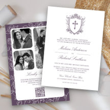 Código QR de Casamento Católico Roxo Empoeirado Vi