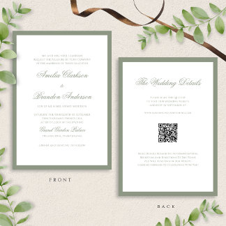 Convites Código QR de Casamento Clássico Formal de Fronteir