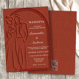 Convites Código QR de Casamento com Arco de Terracota
