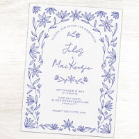 Código QR de Casamento com Flor Silvestre Azul do