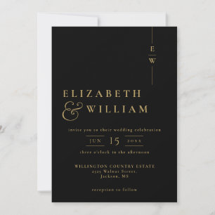 Convites Código QR de casamento com monograma minimalista p
